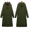Women Casual Long Hoodies Solid Color Hooded Loose Long Sleeve Oversized Sweatshirts Baggy Pocket Hoodie Dress