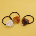 Midairy 3cm France Vintage High Elastic Girl White Rose Acetate Rubber Ponytail Hairband Hair Ties Flower Hair Scrunchies 4991