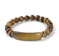 Wholesale Stone Bracelet 8mm Natural Brown Tiger Eye White Crystal Beads Elastic Bracelet for Women Men