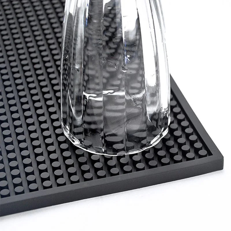 Black  Bar Service Spill Mat Rubber Dish Drying Runner Glass Drip Tray Beer Drink Rail Custom logo Bars Service Mat