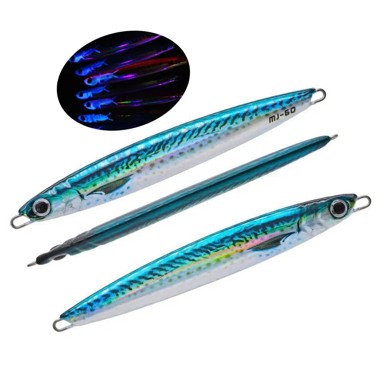 3D UV Printed Simulate Eyes 60g/80g/100g Metal Fish Jig Lure Shore Casting Bait Slow Fall Pitch Jigging Fishing Jig Lure