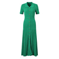 2024 Spring Summer French Style Women Knitted Short Sleeve Single-breasted Polo Neck Ladies Fashion Maxi Long Solid Dresses