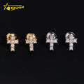 Hot Sale Cheapest Price Cross Design Earrings 925 Silver Gold Plated GRA Moissanite Stud Earrings Fashion Jewelry