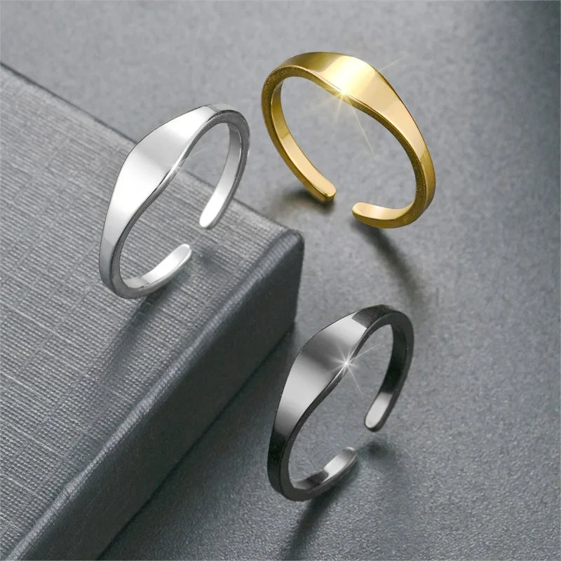 Dingchao Stainless Steel Open Ring for Women 18k Gold Plated Customizable Engraved Couple Rings Minimalist Fashion Jewelry