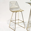 Luxury Rose Gold Wire Bright Gloss Metal Iron Mesh High Beach Outdoor Cafe bar Chair