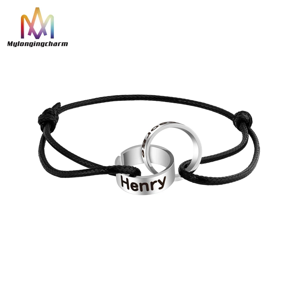 Customizable 8 Knot Double Ring Leather Cuff for Bracelet for Women Engravable Fashion Charm Bracelets