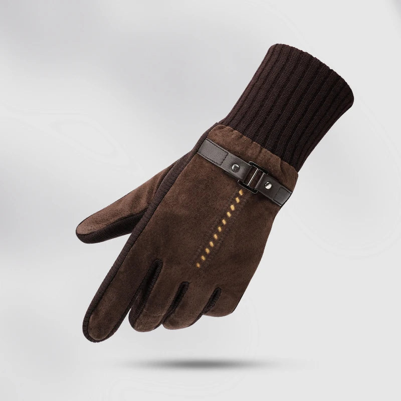 Wholesale Pig Skin Warm Custom Windproof Anti slip Touch Screen Thermal Men Winter Gloves