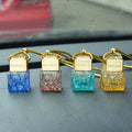 10ml Square Empty Car Perfume Bottle Hanging Pendant Wooden Cover Car Air Freshener Diffuser Fragrance Essential Oil Bottle