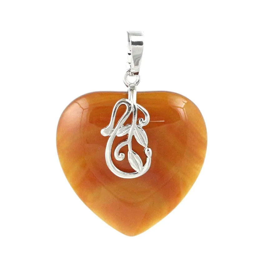 HZ Wholesale Natural Red Aventurine Chakra Healing Crystal Stone Heart Shape Pendant Women Fashion Necklace Heart Jewelry