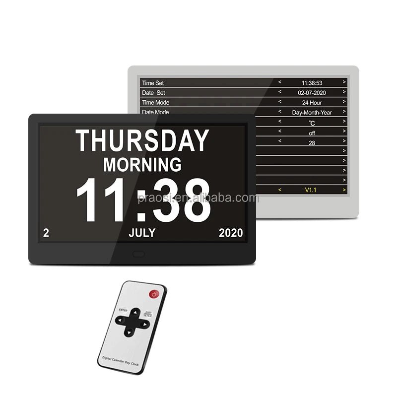 2024 Shenzhen PROS Best Seller Modern 10.1 Inch LCD Digital Desk Clock with Reminder Day Dementia Calendar