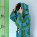 Ultra Absorbent and Soft Terrycloth Cotton Toweling Bathrobe Hooded Dressing Gown Sleepwear with Binding