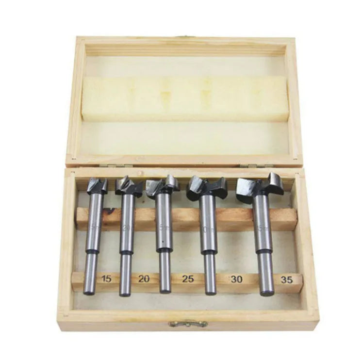 15 20 25 30 35mm 5pcs Wood Hole Saw Set Hinge Boring Drills Wood Forstner Drill Bit Kit