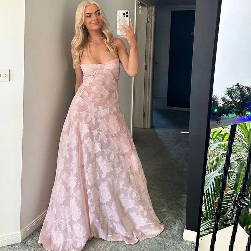For OOTN 2023 Summer European American Women's Elegant One-Line Collar Evening Dress Satin Fabric with Lace Decoration Wholesale