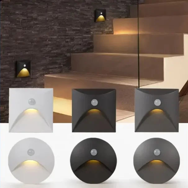Modern Indoor Outdoor Stair Step Wall Lamp Motion Sensor 3W Recessed LED Step Light
