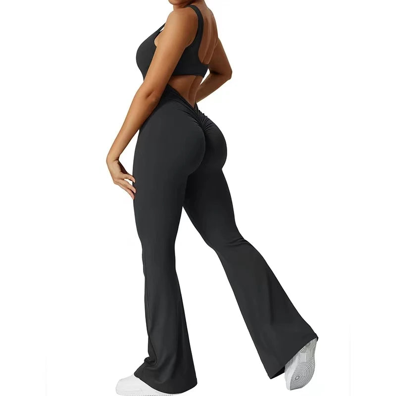 One Piece  Gym Workout Bodysuit Seamless Removable Cup  Ribbed Yoga Jumpsuit for Women Sleeveless Sports Fitness