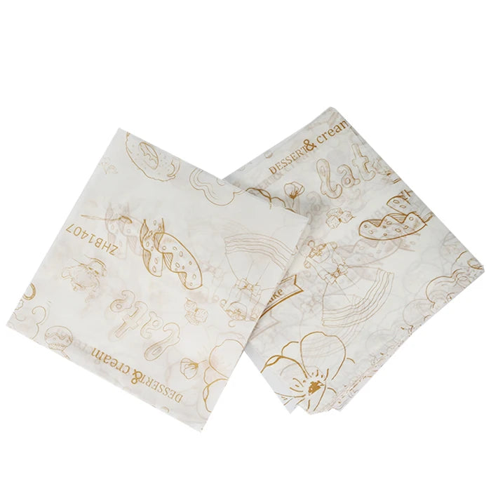 Food Grade Custom logo Butter Sandwich Diy Baking Parchment Wax Food Wrapping Paper Brown White Bread Hamburger Burger Sheets