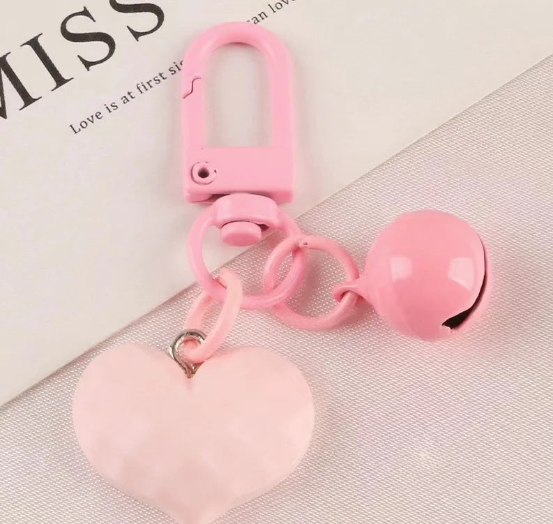 New Cut for Key Chain Pendant Unisex Heart Candy PVC Rubber Cartoon Pattern Multicolor Bell Creative Couple Promotion Gift