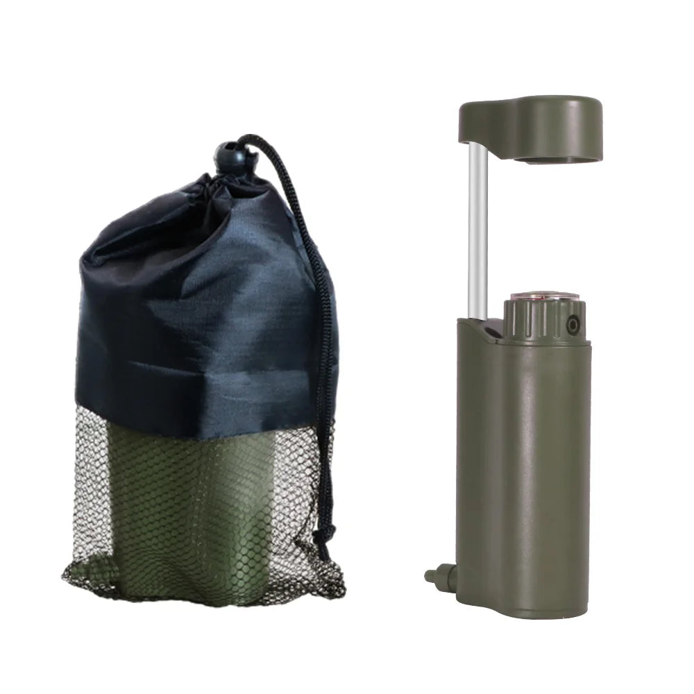Outdoor Camping Hiking Emergency Survival Portable Water Purifier Filter Pump Straw Tool Set