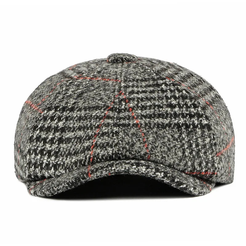 Ready to Ship Men's Flat Newsboy Cabbie Hat for Men Ivy Driving Gatsby paperboy hats Grid Woollen Hat