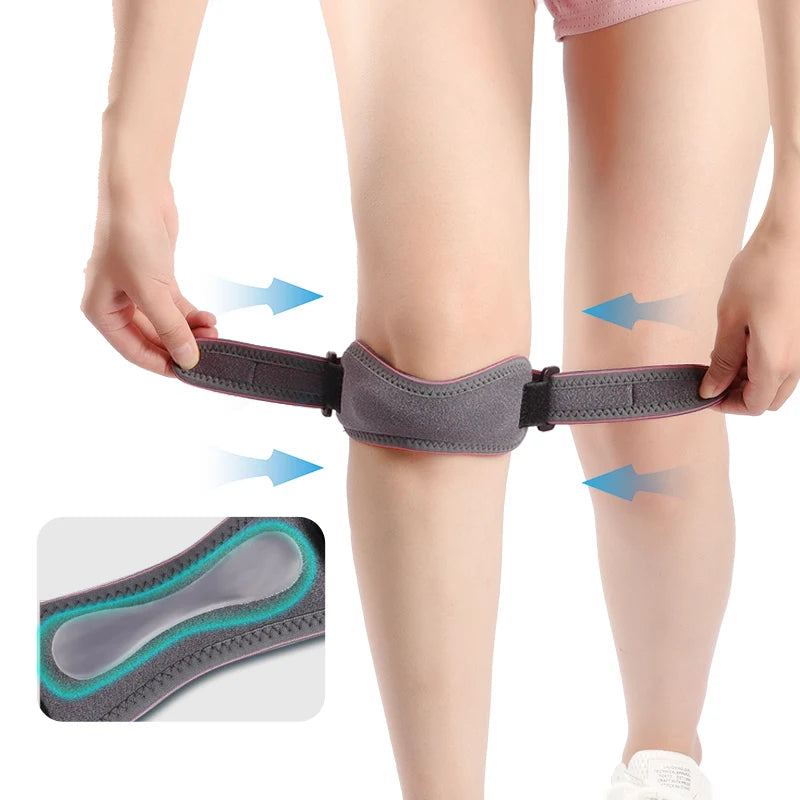 2182#Anti-slip Silicone Patella Stabilizer Knee Brace Support with Adjustable Straps
