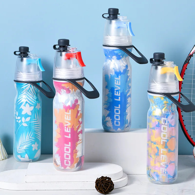 500ml Eco-Friendly BPA Free PE Spray Mist Sports Bottle Portable Keep Cooler for Fitness Outdoor Hiking Applicable for Adults