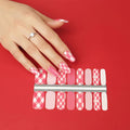 2026 pink Lattice Pattern Nail Wraps Latest Beauty Nail Sticker Full Cover Nail Sticker