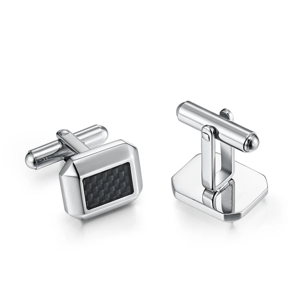 Carbon Fiber Cufflinks Men's Cufflinks Stainless Steel French Cuff Links