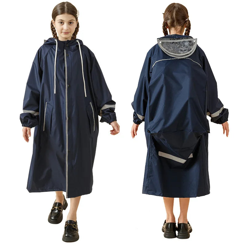 Wholesale PU Waterproof Kids Adult Reflective Backpackable Poncho Raincoats With Bag Space