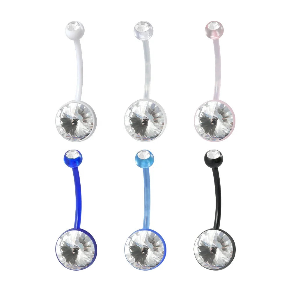 14 Gauge Acrylic CZ Gem Belly Button Navel Ring Comfortable Crystal Pregnant Body Piercing Women Weddings Featuring Pearl