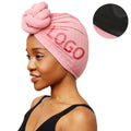 Wholesale Custom Logo African Pattern Double Layer Knotted Head Wraps Satin Lined Pre-Knotted Hair Covers Turban for Women