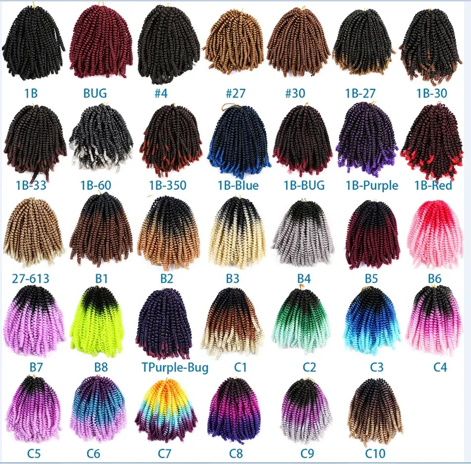 Better 8Inch Ombre Spring Twist Hair Crochet Braids Passion Twist Synthetic Fluffy Crochet Hair Extensions 30Roots Bomb Twist