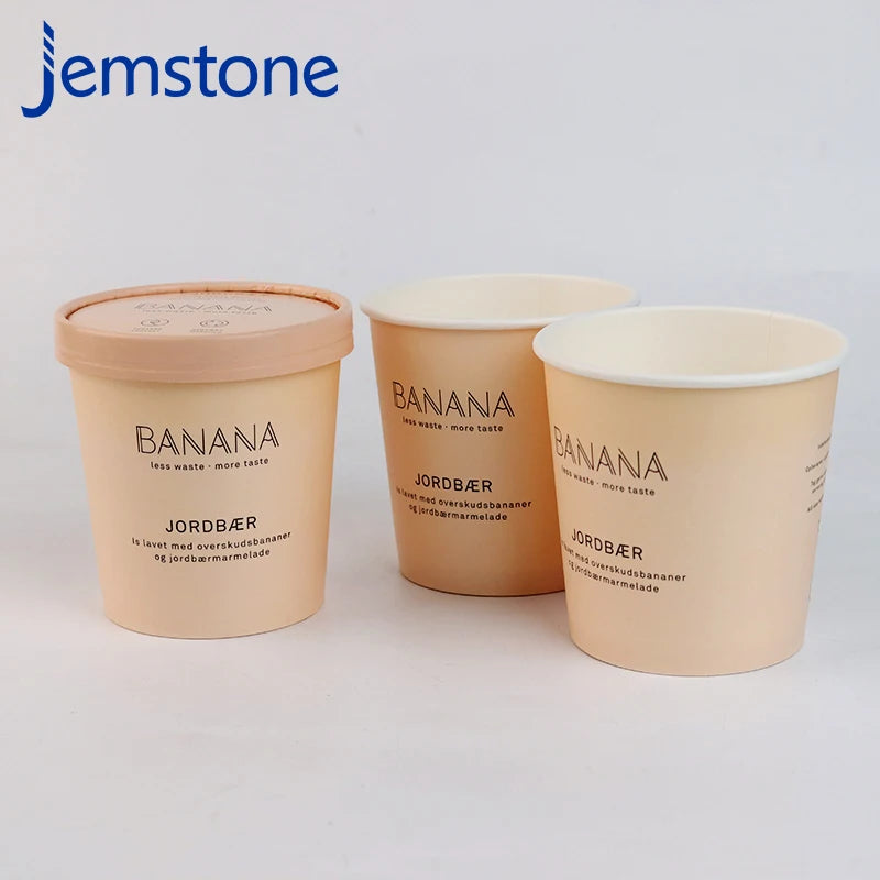 Wholesale High Quality Customized Paper Ice Cream Cups Vanilla Snack Cake and Cookie Packaging