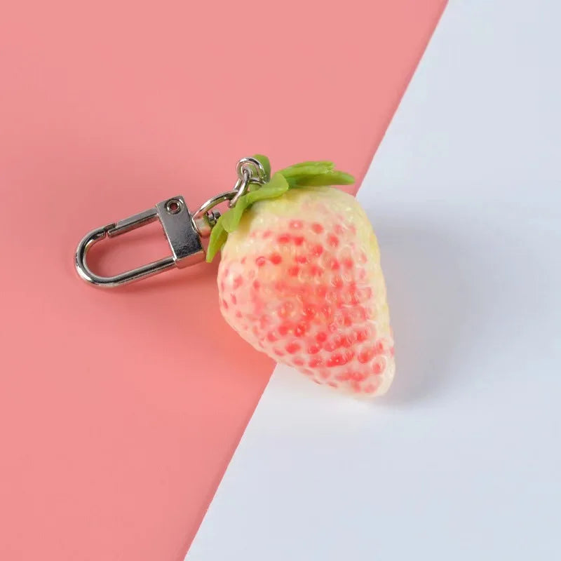 New PVC Simulation Fruit Milk Strawberry Key Chain Fun Toy Model Small Pendant Wholesale Small Gift