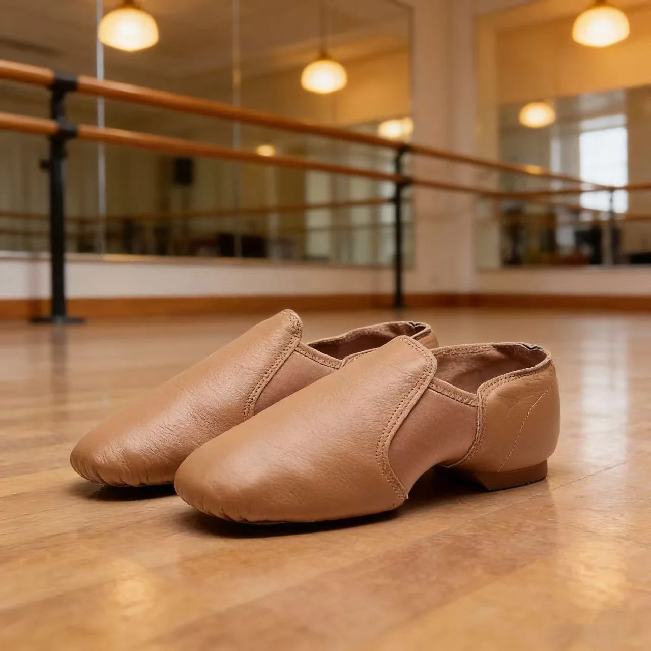 Brown Leather Upper Jazz Shoe Slip-on Ballet Shoes Soft Practice Teacher Dancing Shoes for Women Men