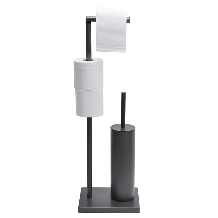 HANGSHAU Bathroom Toilet Paper Holder With Toilet Brush Clean Storage Combination Punch-free Floor-standing Toilet Paper Holder