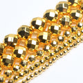 Wholesale 2/3/4/6/8/10/12MM 15inch Faceted 18K Gold Plated Color Hematite Stone Beads for Jewelry Making DIY