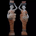 Custom  Caryatids Solid Traditional Design Hand Carved Polished Natural Beautiful Roman Woman Pillar Marble Column Sculpture