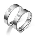 Simple Creative Silver Sun Star Moon Stainless Steel Couple Ring for Women