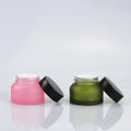 New Style Empty Frosted Cosmetic 30g Pink Brown Olive Green Cream Glass Jars with PP Lids