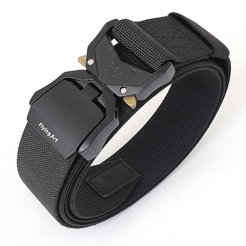 Hot-selling Aluminum Alloy Buckle Nylon Belt Outdoor Personality Tail Elastic Double-layer Quick Release Cloth Belt