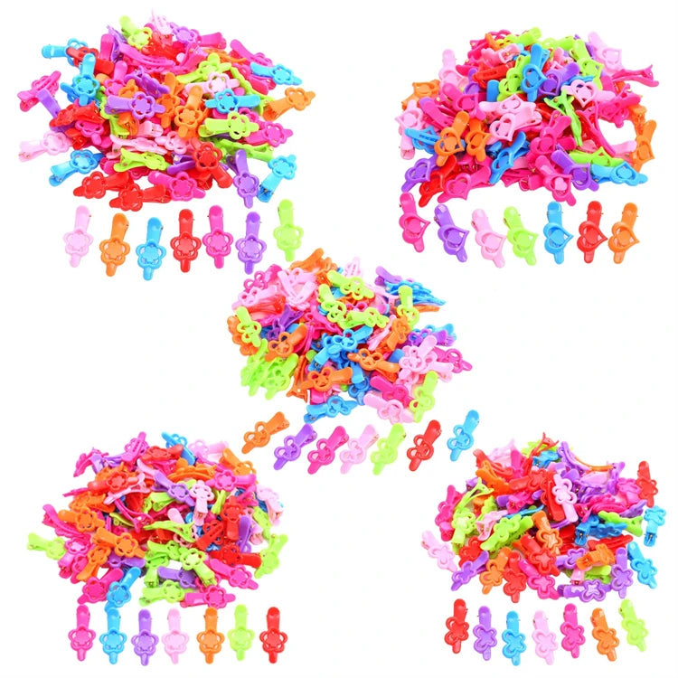 100PCS/bag Cute Mini Fish Plastic Side Hairpins for Kids Girls Sunflower Snap Hair Clips Hair Accessories Frog Heart Hairgrips