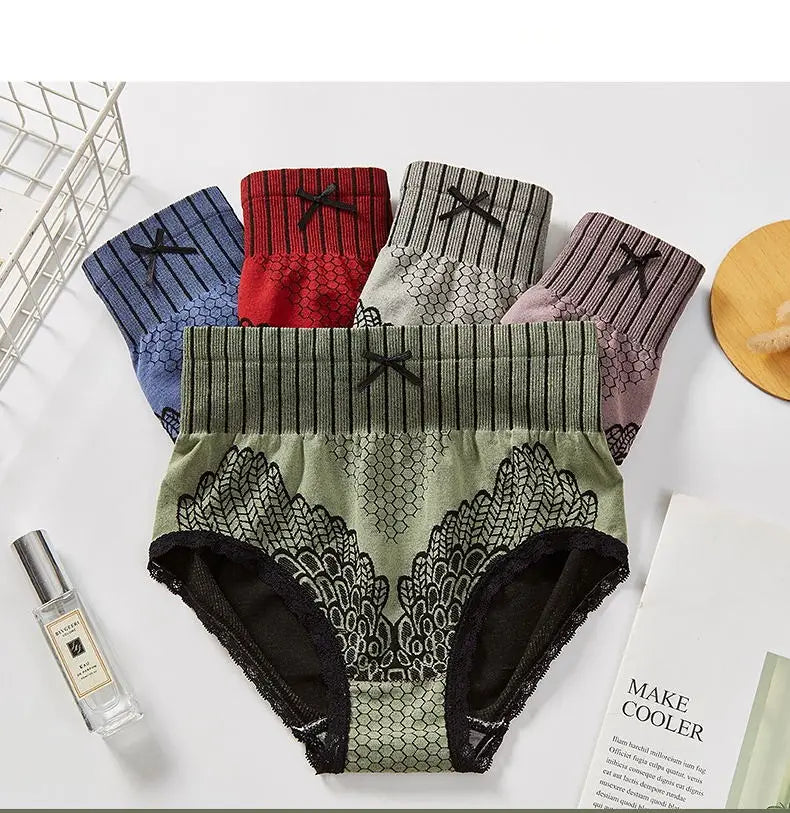 Women Underwear High Elastic High Waist Abdominal Panties Hip-up Nylon Lace Embroidery Everyday Anti-Bacterial G-STRING for