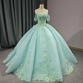 Jancember 6616 Princess Butterfly Pearls Quinceanera Dresses Women Evening