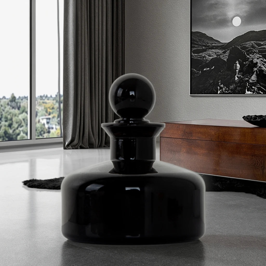Ready to Ship 200ml Wholesale Empty Luxury Black Glass Big Round Reed Diffuser Bottle