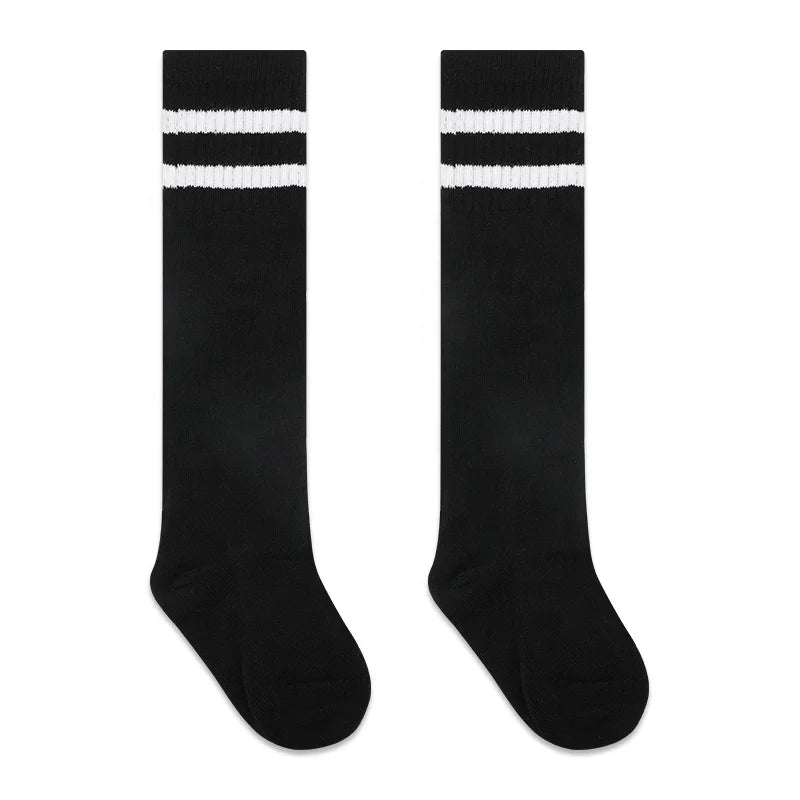 LINGTU 12 Pairs Kids Knee High Soccer Socks 3-6/7-13 Years Old Sports Socks Toddler Stripes Soccer Socks