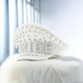 Pearl Rhinestones Wedding Hat Party Carnival Flat Performance Hat Chic Woman Hat for Wedding Bride