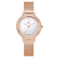 SHENGKE Luxury Cartoon Women's Quartz Watch Rose Gold Alloy Case Mesh Strap SEIKO Movement Waterproof K0163L