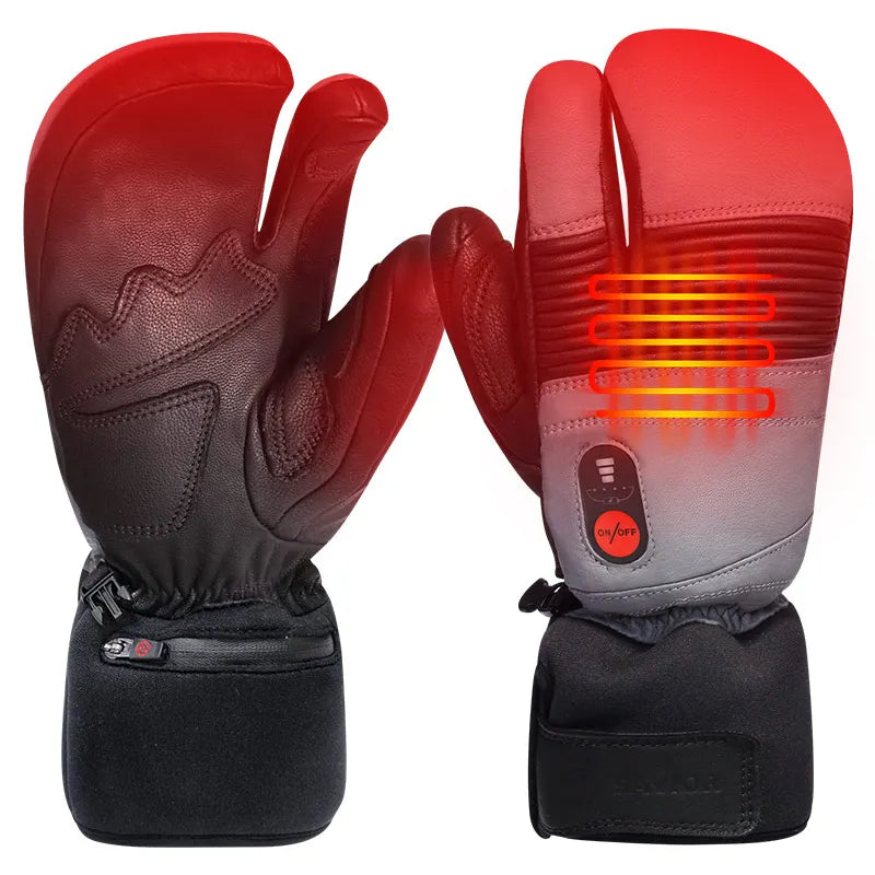 Heated Gloves Flexible Crab Finger Rechargeable Ski Mitten 7.4V Battery for Winter Snow Camping Hunting Hiking Heated Ski Gloves