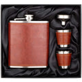Personalized Custom Engraved Logo Wedding Groomsman Laserable Leather Case Hip Flask Gift Set With Box