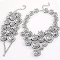 ZA Sparkly Big Rhinestone Chokers Necklaces for Women Luxury Alloy Crystal Necklace Bracelet Set Senior Chain Neck Collar Bijoux